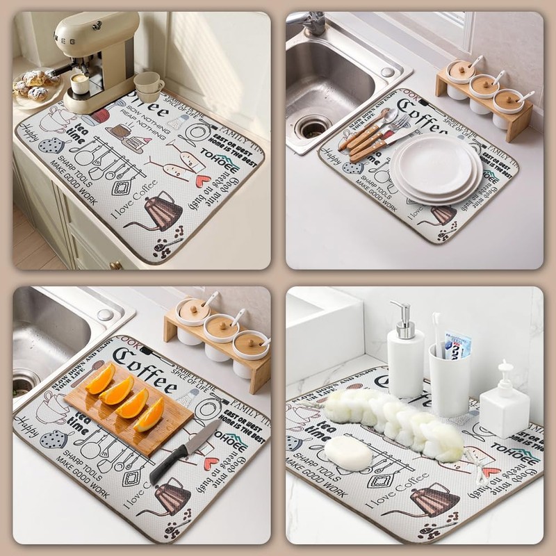 Haoh Drying Mat Kitchen Counter Microfibre Dish Drying Mat 45