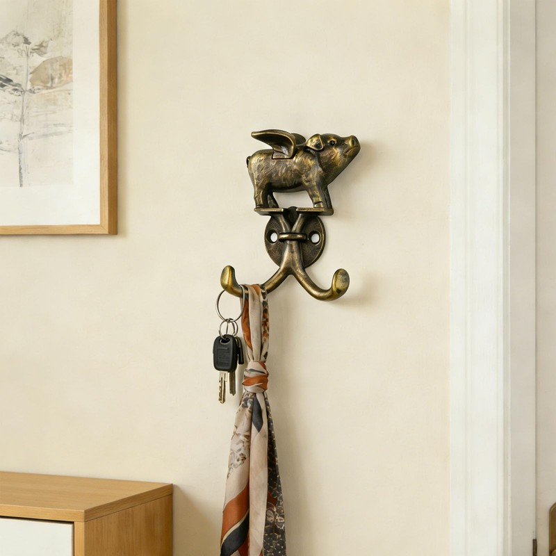KxrTpx Antique Brass Coat Hooks, Decorative Brass Door Hooks and