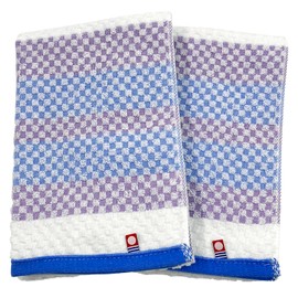 Imabari Pookley Polka Dot Pattern Face Towel, Purple, 12.6 x 29.5 inches (32 x 75 cm), Set of 2