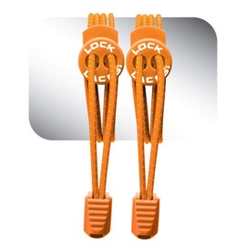 LOCK LACES Elastic self-binding laces: Quick lacing system for children, athletes, adults and seniors - no shoe tying required - comfort fit and firm hold in one size., orange