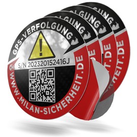 GPS Anti-Theft Sticker - Tracking Warning Sticker with Website - Small Warning Stickers (Pack of 4, 32 mm)