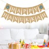 BESTOYARD HAPPY HANUKKAH Letters Bunting Banner Linen Burlap Banner Hanukkah