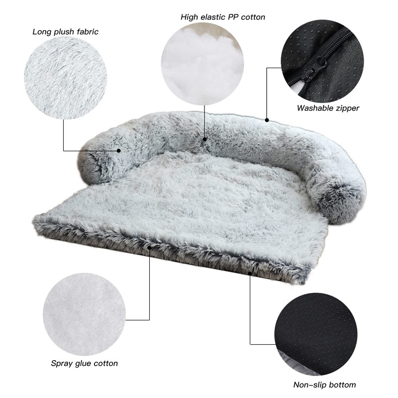 Calming Dog Bed Fluffy Plush Dog Mat for Furniture Protector