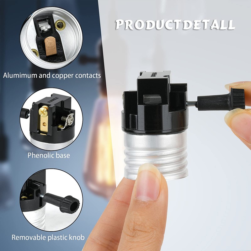 4 Pieces 3 Way Lamp Socket Replacement, Medium Base E26