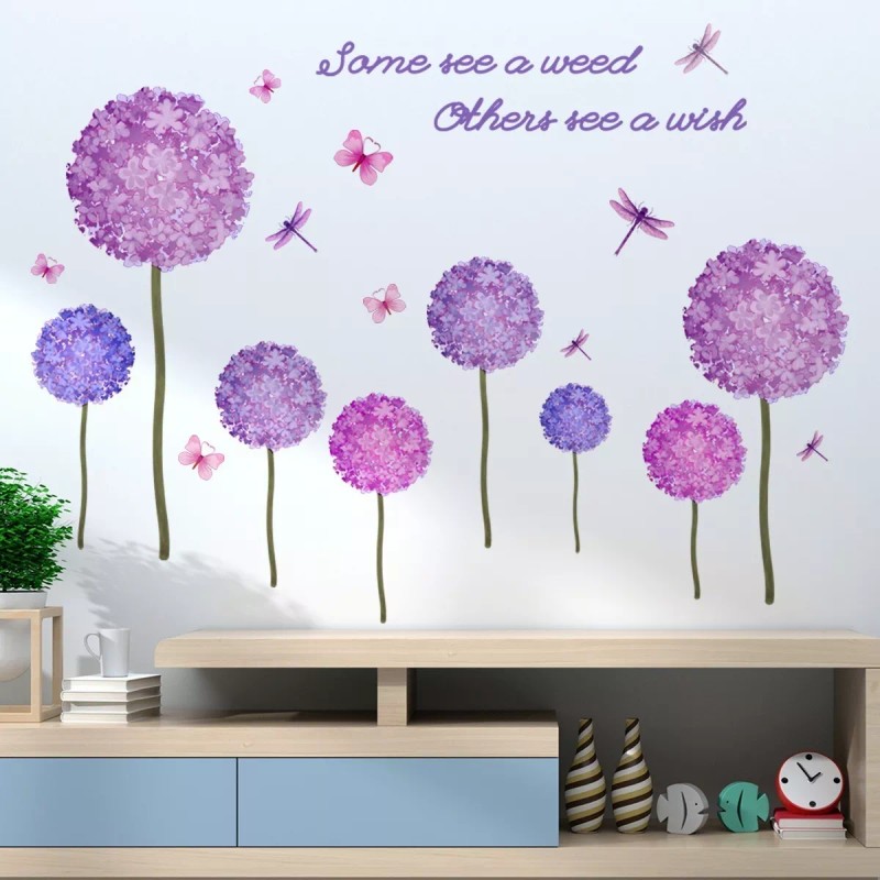 MINI BOXX Pegatinas Pared Diente León Morado Vinilos Adhesivos Pared