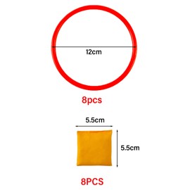 16Pcs Throwing Game Set, Bean Bags Toss Game, Multicolor Beanbag and Plastic Toss Rings Kit, Carnival Favor Party Supplies for Kids Teens Adults (Style 2)