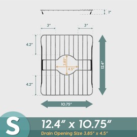 SunnyPoint 304 Stainless Steel Sink Protector Rack – Rust-Resistant Grid for Kitchen Sink Bottom, Scratch Prevention, Drainage Support – Fits Sinks 10.75" x 12.4", Center Drain Hole Required