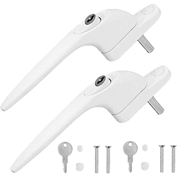 UPVC Window Handle WODSTA 2PCS Lockable Window Handle Aluminum White