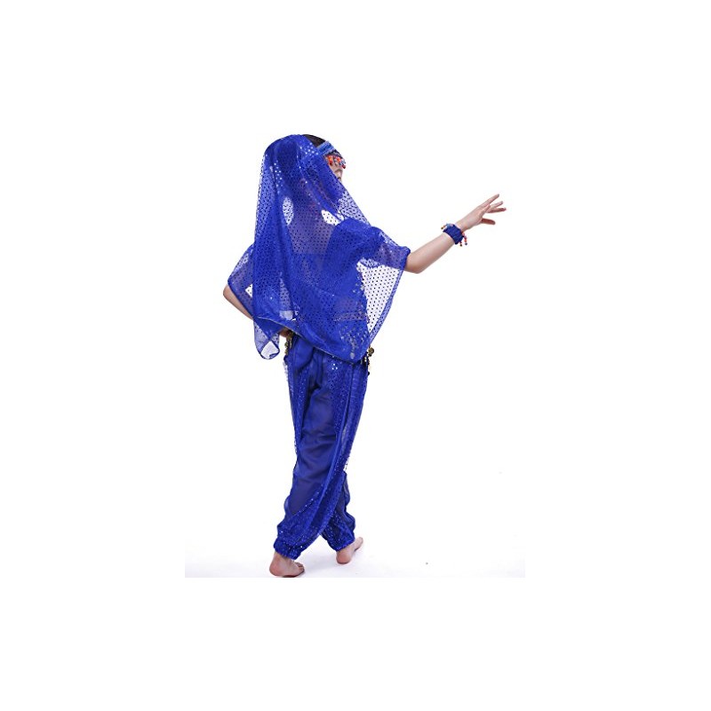 Girls Short Sleeve Belly Dancing Costume Set ALL Ornaments