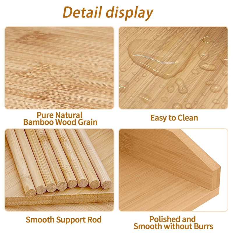 HYNAWIN Bamboo Corner Desk Organizer Shelf, 3-Tier Triangle Storage Rack