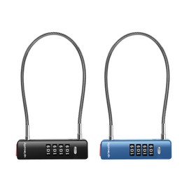 UP Security Cable Lock with Code, 4 Digit Combination Locks for Outdoor Fence Gate, Travel Luggage, Combo Padlock Wire U Locks for Cabinet, Kids Bike, Scooter (11.8"(30cm) Cable, Black+Blue)