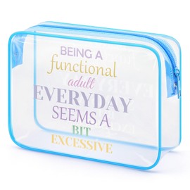 Funny Gifts for Friends Clear Makeup Bag Sarcastic Gifts for Coworkers Adult Funny Sayings Present Cosmetic Bag with Zipper Christmas Birthday Present for Her Sister Aunt Travel Toiletry Pouch