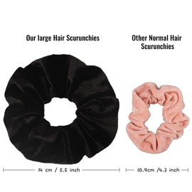Velvet Scrunchies for Women - Jumbo Oversized Hair Scrunchy (4-Pack) - Soft Elastic Hair Ties for Thick Hair, Large Hair Accessories for Women & Girls (Black)