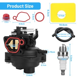 EXLECO Replacement of the Carburettor Air Filter, Compatible with 799583 595656 591979 591160 Engine, Lawnmower Carburettor, Lawn Mower Replacement Parts with Spark Plug, Fuel Hose