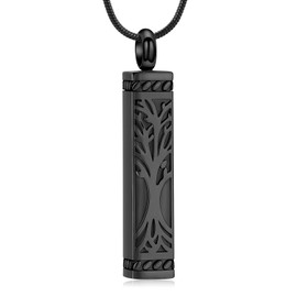 Tree of Life Urn Necklaces for Ashes for Women Men Cube Bar Cremation Jewelry for Ashes Memorial Human Ashes Pendant
