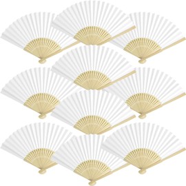 Grosun Paper Fans Paper Hand Fan Bamboo Folding Fan Handheld Fan Paper Folded Fan Paper Fan for Wedding Party and Home Decoration (100, White)