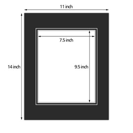 Golden State Art, 11x14 Double Mats for 8x10 - for Photos, Pictures, Frames - Acid-Free, 5 Pack, Off White Over Old Gold