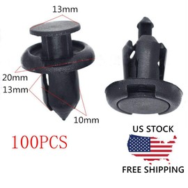 Ziruiautopart 100 Pieces 10mm Hole Pin in Plastic Rivets Car Clips Fastener Push Clips for Car Auto Fender Honda and Acura Fender Clips