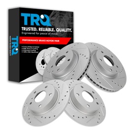 TRQ Front and Rear Performance Brake Rotors Set Premium G-Coated Cross Drilled & Slotted Compatible with 2014-2018 Mazda 3 2019-2020 CX-3