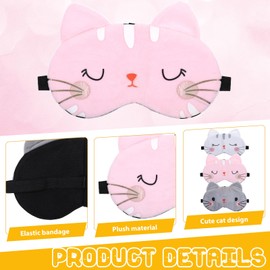 3 Pieces Cute Cat Sleep Mask, Cute Eye Mask for Sleeping Cat Animal Eye Masks Cartoon Sleeping Blindfold Eyes Cover Funny Animal Cats Sleepings Masks Lightweight Kawaii Eyemask for Women Men Kids