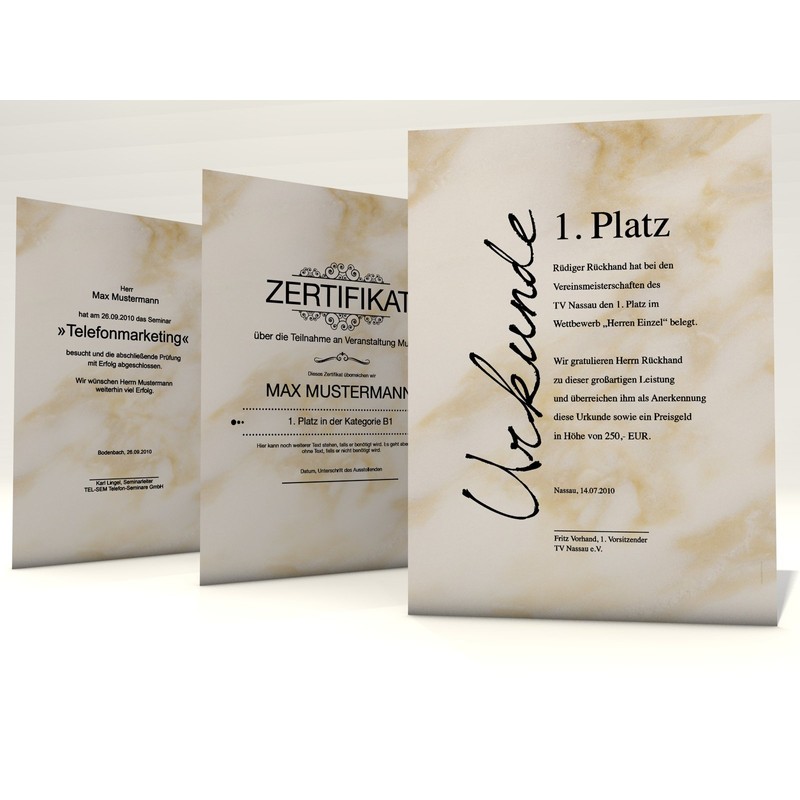 Certificate Paper "Marble", 10 Sheets A4, Grammage: 190 g/m², High-Quality