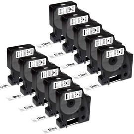 UNOKA 10 Rolls Compatible Label Tape for Dymo D1 12 mm x 7 m Black on White 45013 45013s S0720530 A45013 for Dymo LabelManager 160 280 210D 260P 360D 420P 450D 500TS LW 450D Dudududu