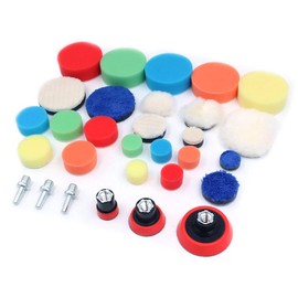 ANCLLO 30pcs Polishing Pad Kit, Sponge and Plush Buffing, Bendable, Washable, and Reusable, for Car Sanding, Polishing and Waxing