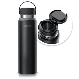 Arendo - Thermos Flask 1 Litre - Stainless Steel Thermos Flask with Lid Double Wall - 1000 ml - 100% Leak-Proof - Dishwasher Safe - Water Bottle for Hot and Cold Drinks