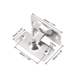 sourcing map Folding Door Bolt 201 Stainless Steel 44 x 30 mm 90 Degree Gate Latch Hasp Sliding Lock, Silver