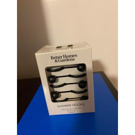 Better Homes & Gardens NEW BETTER HOMES & GARDENS MATTE BLACK BALL RUST PROOF STEEL SHOWER HOOKS-12