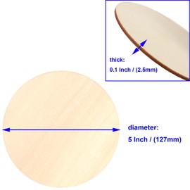 KOHAND 100 PCS 5 Inch Wood Circles, Round Wood Discs for Crafts, Wooden Circles Unfinished Wood Rounds Slices for DIY Wedding Decoration Coasters Christmas Tree Ornaments