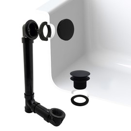 Westbrass A493144H-62 14" SCH. 40 ABS Bath Waste & Overflow Assembly with Tip-Toe Drain Plug and Illusionary Faceplate, Matte Black
