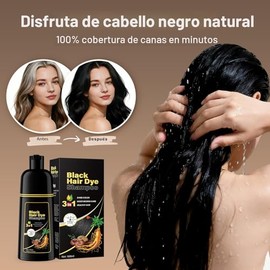 IIIMEIDU - Champú para teñir el cabello gris, tinte natural negro 3 en 1 para mujeres y hombres, 500ml | Tinte negro natural 3 en 1 para mujeres y hom