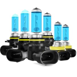 DMEPUGI Headlight Bulbs Fit For Nissan Armada 2011-2015,9005 9006 High Low Beam H11 Fog Lights Combo,Super Bright 5500K White Light High Performance Halogen Light Bulbs,6PCS