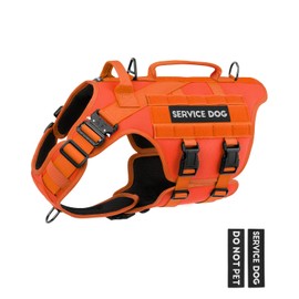 Tactical Dog Harness - PETNANNY Dog Harness Service Dog Vest for Large Breed Dog, Hook and Loop Panel for Service Dog Patchs, Work Dog MOLLE Vest with Handle for Walking Hiking Training(Orange,XL)