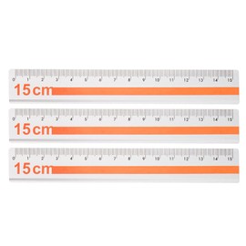 sourcing map Set of 3 Straight Rulers, 15 cm, Metric Aluminium Alloy Ruler, Corrugated Edge, Easy to Take Measuring Tool for Children's Study, Classroom, Office, Orange