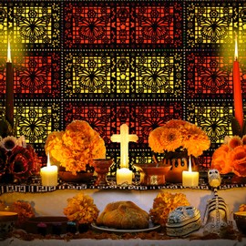 Epakh 12 Pcs Day of The Dead Wallpaper, Mexican Dia De Los Muertos Ofrenda Wall Decoration, Monarch Butterfly Sugar Skull Mexican Dia De Los Muertos Altar Backdrop Decorations for Diwali Altar Grave