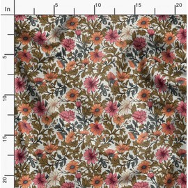 Soimoi Florals Print - Multicolor, Premium Cotton Cambric Fabric - Medium Weight Material for Quilting, Kurtis, Blouse, Kids Clothing, Tunic, Curtains - 42" Inch Wide, 1 Metre