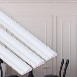Taaizau Peel and Stick Upgrade Chair Rail Molding Trim, Flexible Self-Adhesive Paintable White TPE Decorative Strips for Bedroom, Living Room, Kitchen (1.3 in x 32.8 ft)