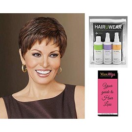 Winner Avg Cap Wig Color SS14/88 SHADED GOLDEN WHEAT - Raquel Welch Wigs Short Pixie Wispy Bang Tapered Neckline Vibralite Fiber Bundle w/Comb, MaxWigs Hairloss Booklet