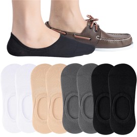 Eedor No Show Socks Men - No Show Non Slip Mens Socks, Low Cut Ankle Socks for Men, Invisible Socks Double as Casual Socks & Formal Socks - Soft & Stretchable Cotton Socks - 4 Pairs, Multi-Color, L
