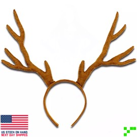 Unbranded Plush Reindeer Antler Christmas Headband Hair Band Headdress Costume Cosplay