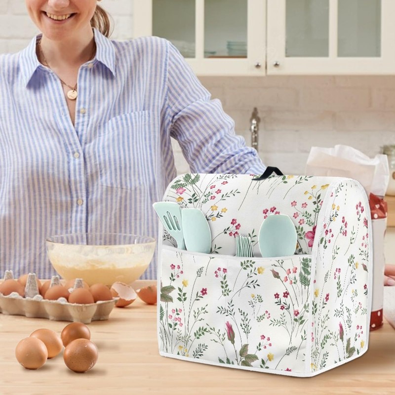 TOADDMOS Wild Floral Print Stand Mixer Cover with Pockets Dust