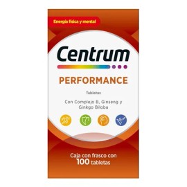 Multivitamínico Centrum Performance con Vitamina B, Vitamina C, Hierro, Potasio y Zinc 100 Tabletas                                                   