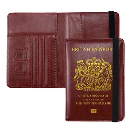 ILIYAH Passport Cover Holiday Essentials UK Passport Holder Minimalist Wallet British RFID Blocking Secure Travel Accesaries Ireland Card Holder(Burgundy)