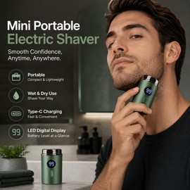 Mini Electric Shaver for Men – Type-C Rechargeable Wet & Dry Travel Razor with LED Digital Display