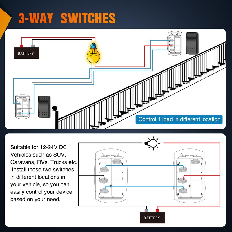 Nilight 3 Way Switch On Off Toggle Rocker Control a