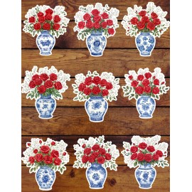 Unbranded Vase of Roses Die Cut Vinyl Stickers Set Scrapbooking Laptop Waterbottle