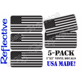 Unbranded/Generic 5x Mini REFLECTIVE American Flags Hard Hat Stickers / Black Ops Helmet Decals