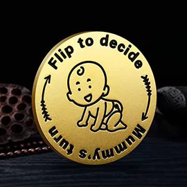 New parents decide coins, new baby gifts for mom, dad decide coins for women, men, first pregnancy mom and dad make Christmas birthday gifts.
